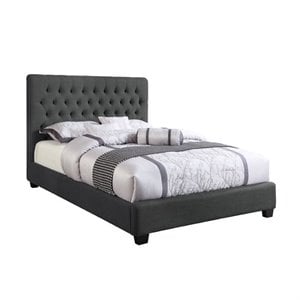 coaster chloe upholstered bed in charcoal 300529