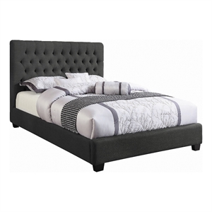Coaster Chloe Upholstered Tufted Fabric Eastern King Bed in Charcoal