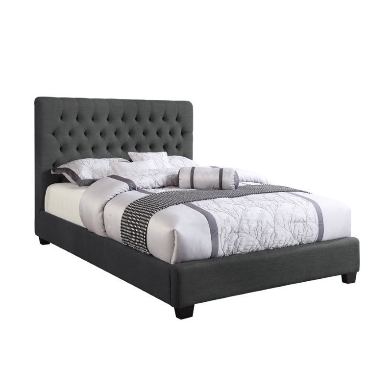 Coaster Chloe Upholstered King Bed in Charcoal