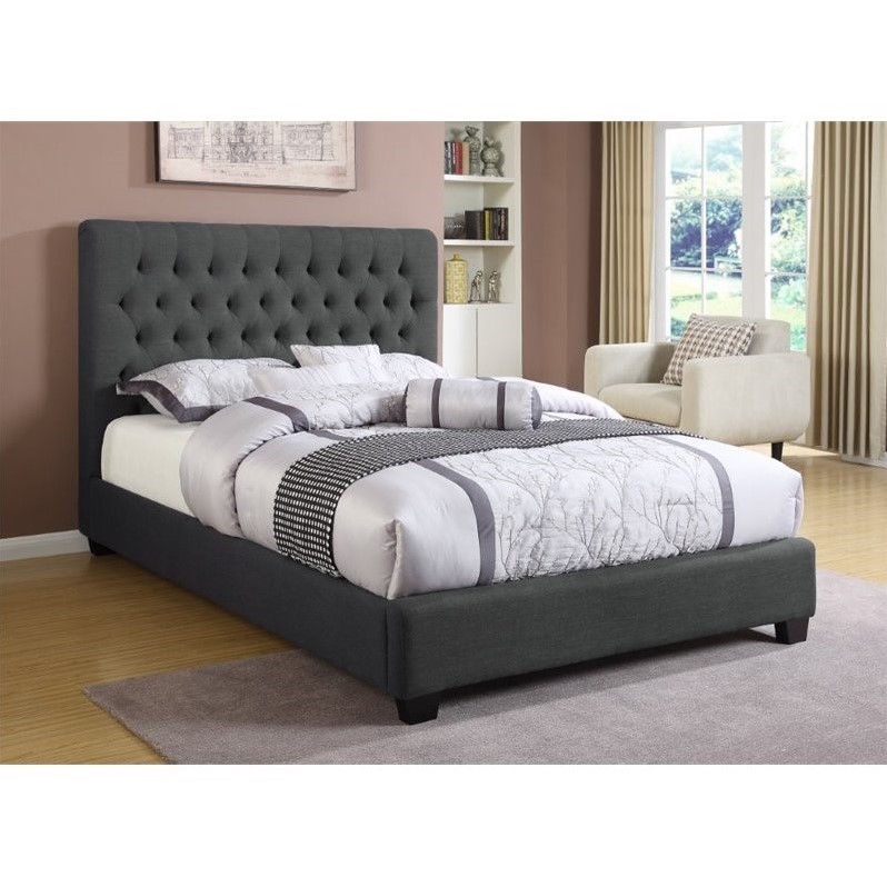 Coaster Chloe Upholstered Full Bed in Charcoal