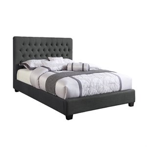 Coaster Chloe Upholstered Tufted Fabric Full Bed in Charcoal