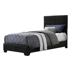 Coaster Conner Transitional Upholstered Faux Leather Twin Bed in Black