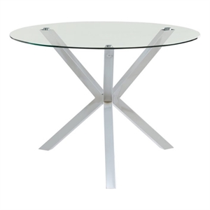 coaster vance contemporary / modern round glass top dining table in chrome