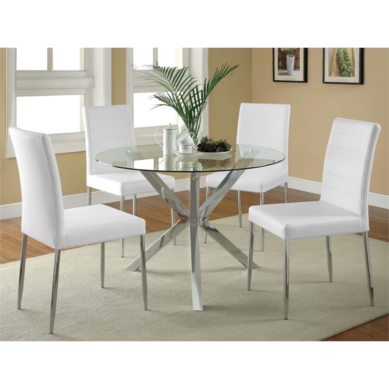 Vance Round 41-inch Glass Top Asterisk Dining Table Chrome
