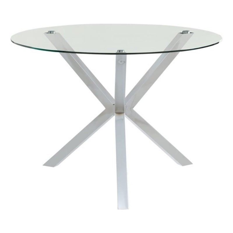 Vance Round 41-inch Glass Top Asterisk Dining Table Chrome