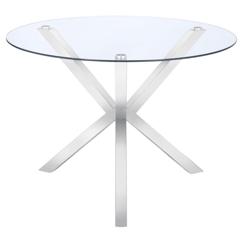 Vance Round 41-inch Glass Top Asterisk Dining Table Chrome