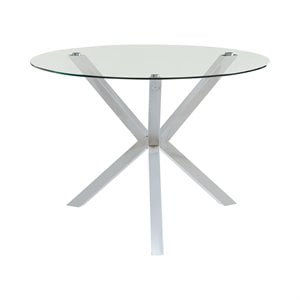 coaster vance round glass top dining table in chrome