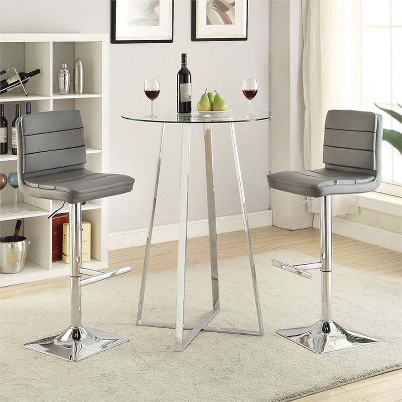 Coaster 30 Round Glass Top Pub Table In Chrome Cymax Business 9940