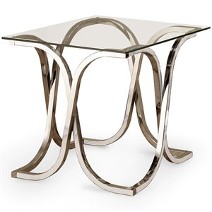 coaster tess glass top accent end table in chrome