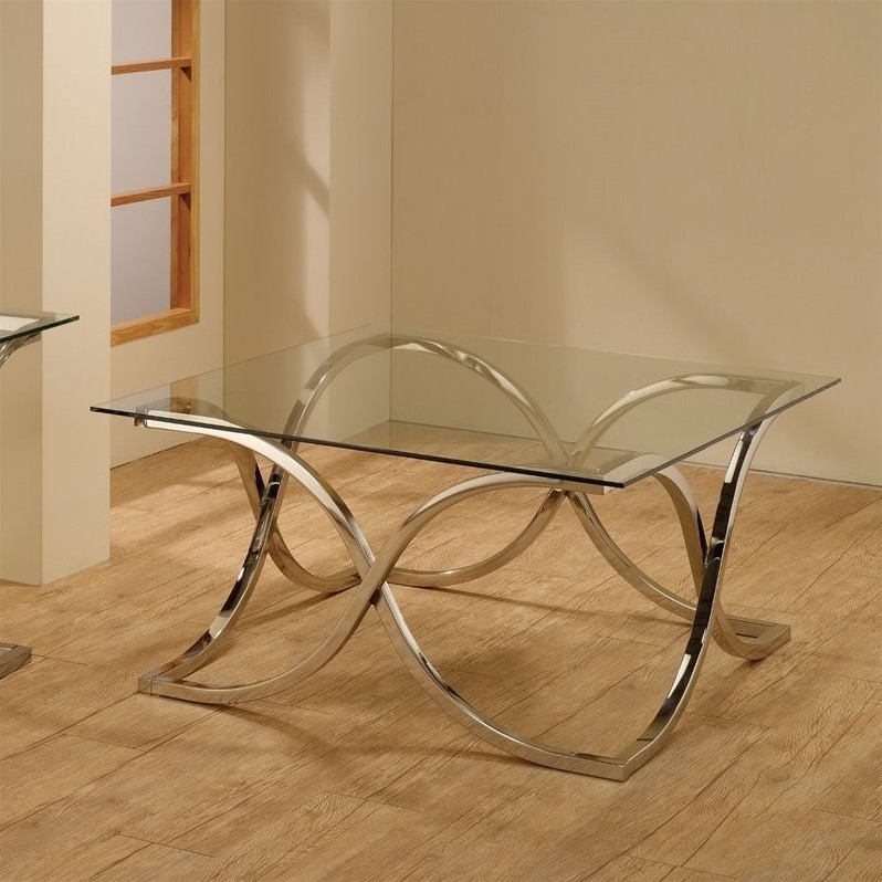 Coaster Tess Glass Top Coffee Table in Chrome Cymax Business