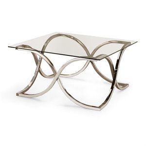 coaster tess glass top coffee table in chrome
