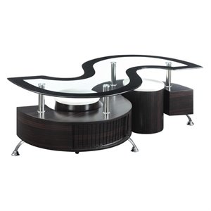coaster 3 piece coffee table with stools in cappuccino