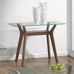 Coaster 1 Shelf Glass Top Console Table in Nutmeg