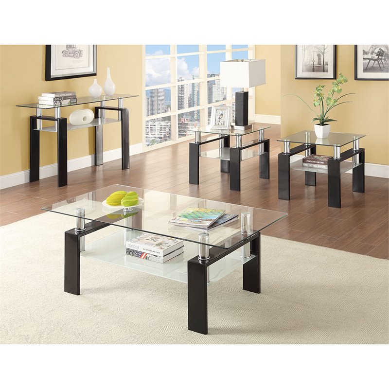 Coaster Square Glass Top End Table in Black