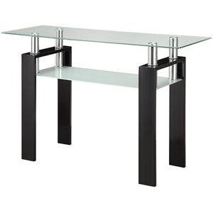 coaster glass top console table in black