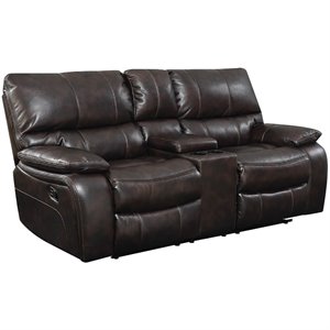 coaster willemse faux leather reclining loveseat