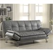 Coaster Dilleston Faux Leather Tufted Sleeper Sofa in Dark Gray