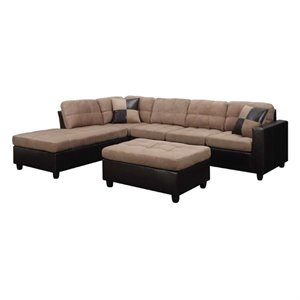 coaster mallory fabric sectional with ottoman in tan