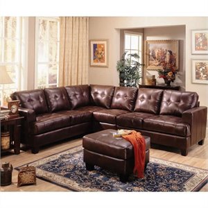 Coaster Samuel 4 Piece Leather Sectional with Ottoman in Chocolate
