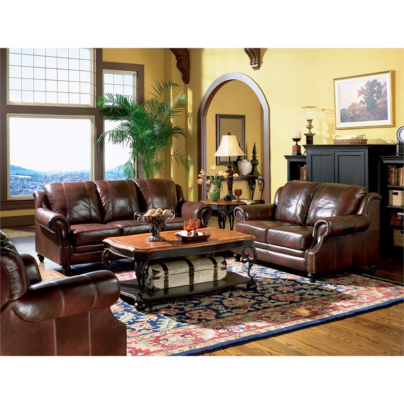 Coaster Princeton Leather Sofa With, Merlot Leather Sofa