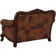 Coaster Victoria Leather Tufted Upholstery Loveseat in Brown