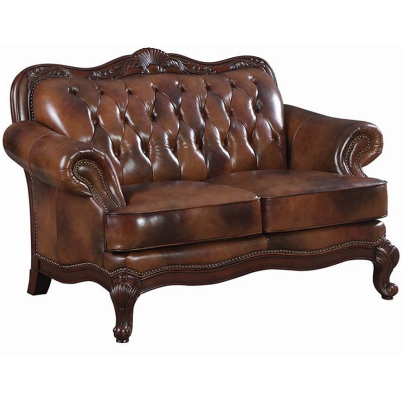 Coaster Victoria Tufted Leather And, Classic Tufted Victorian Sofa
