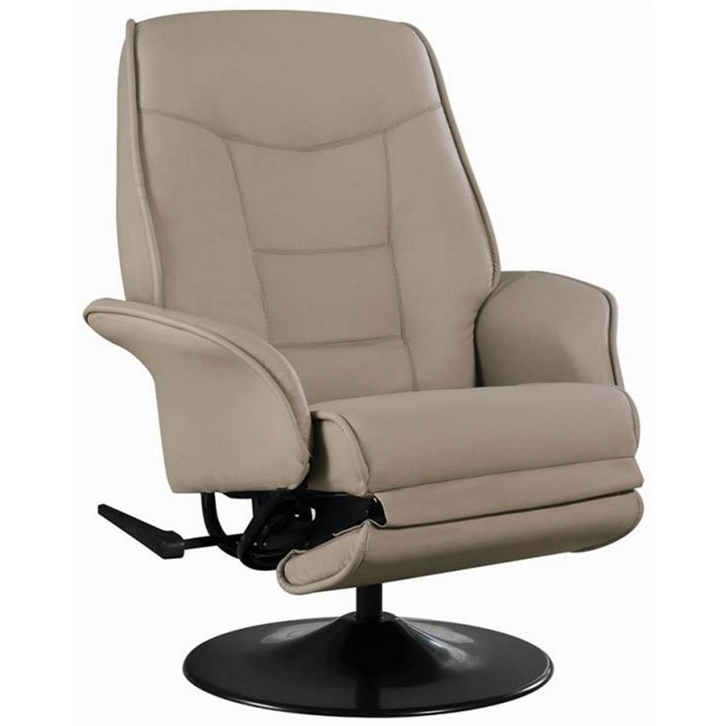 Coaster Berri Faux Leather Swivel Recliner In Beige And Black Coaster Berri Faux Leather Swivel Recliner In Beige And Black