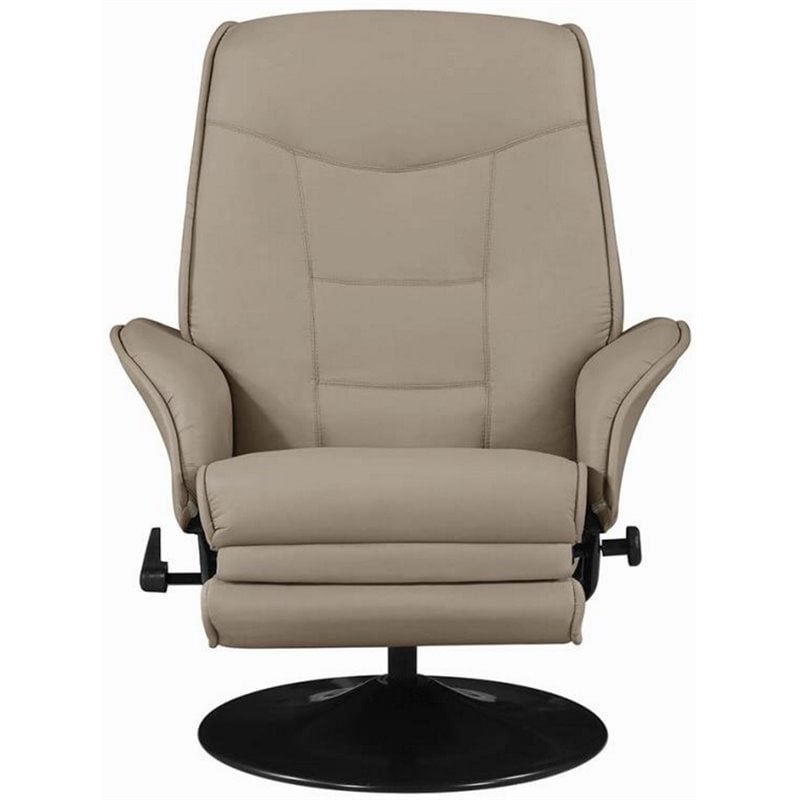 Coaster Berri Faux Leather Swivel Recliner in Beige and Black ...