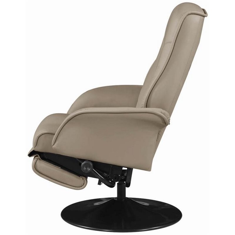 Coaster Berri Faux Leather Swivel, Black Leather Swivel Recliner Chair