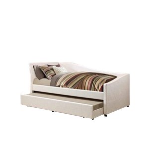coaster faux leather upholstered twin daybed with trundle in ivory