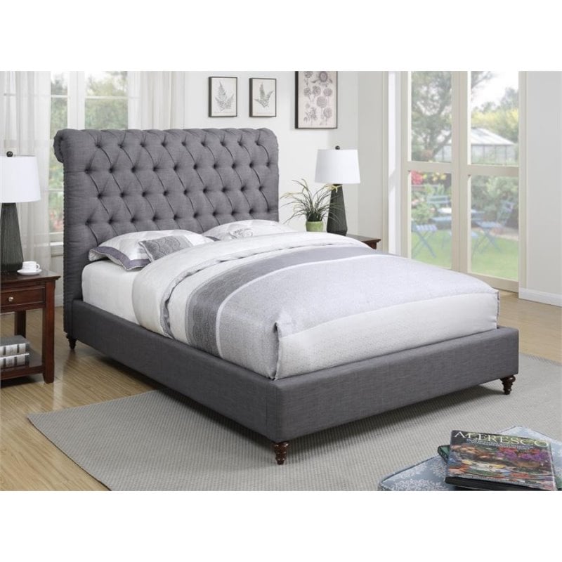 Coaster Devon Button Tufted Upholstered Queen Bed in Gray | eBay