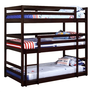 Coaster Sandler Transitional Twin Wood Triple Bunk Bed in Brown Finish