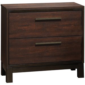 coaster edmonton 2 drawer nightstand in rustic tobacco and dark bronze