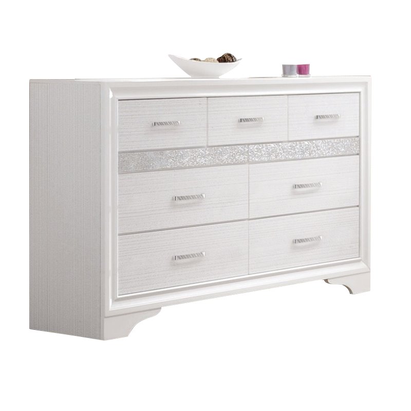 Coaster Miranda 7Drawer Wood Dresser with Pull Handle in White