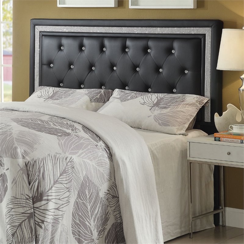 Coaster Andenne Faux Leather Full Queen Panel Headboard in Black