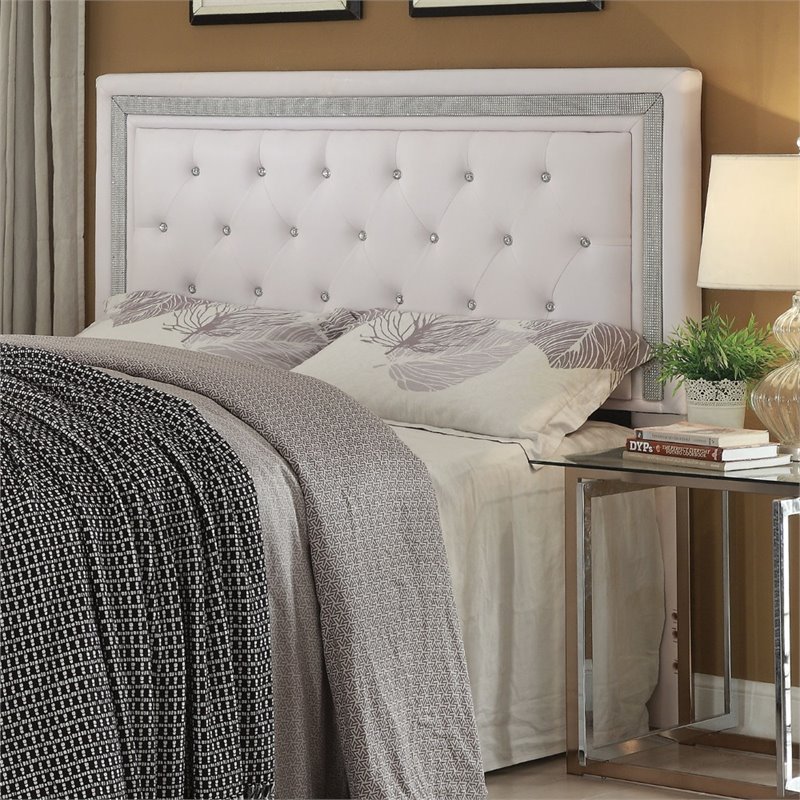 Coaster Andenne Faux Leather Full Queen, White Faux Leather Headboard Bed