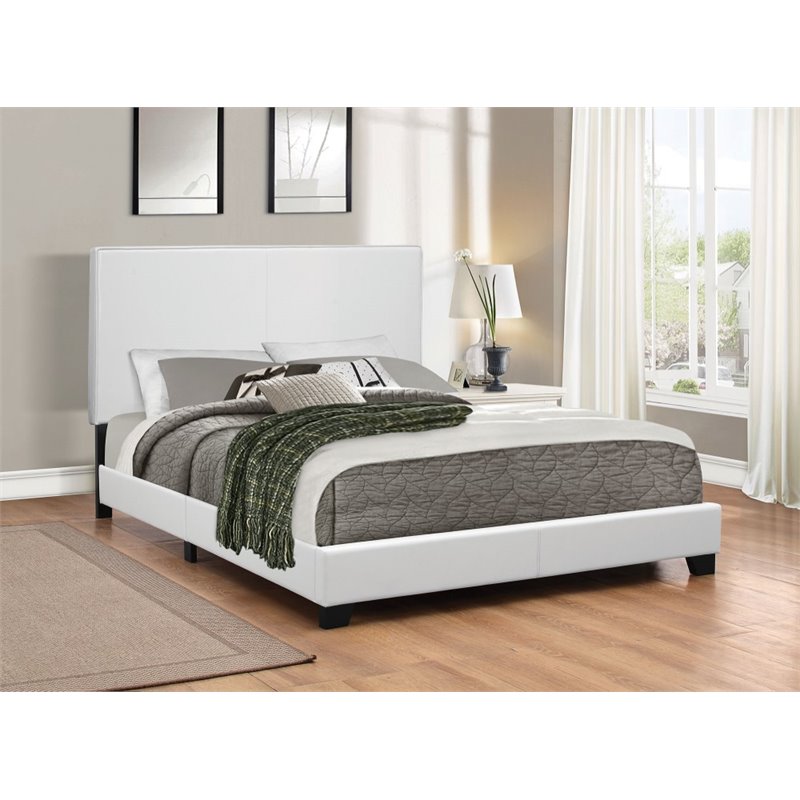 Coaster Transitional Upholstered Faux Leather Queen Platform Bed in