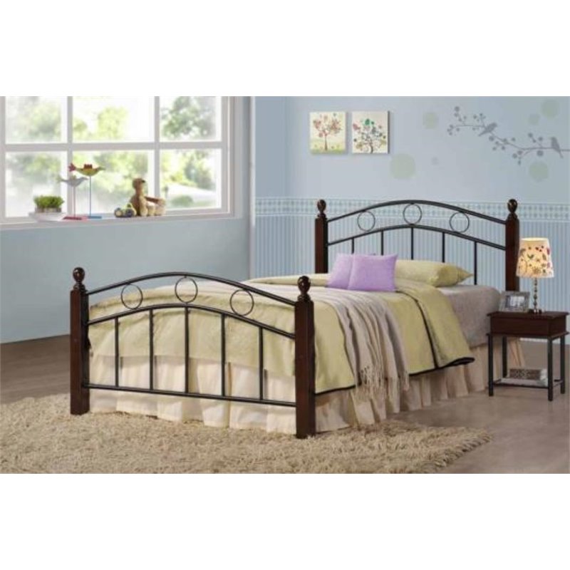 Coaster Kyan Twin Metal Spindle Bed In Black And Merlot 400024t
