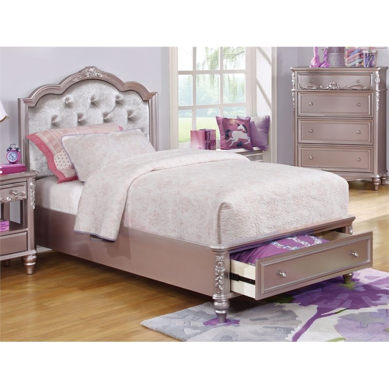 Coaster Ine Queen Tufted Storage Bed In Metallic Lilac Coaster Ine Queen Tufted Storage Bed In Metallic Lilac