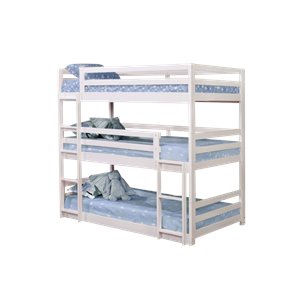 coaster sandler twin triple bunk bed in white