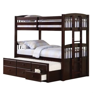 coaster kensington twin over twin bunk bed with trundle in cappuccino