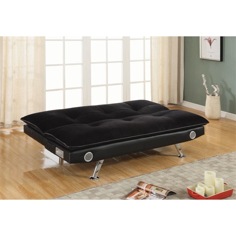 Coaster Odel Tufted Sleeper Sofa with Bluetooth Speakers in Black ...