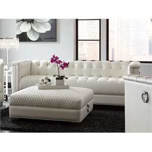 coaster chaviano tufted faux leather sofa in white