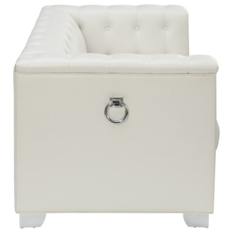 Coaster Chaviano Contemporary Faux Leather Tufted Loveseat in White