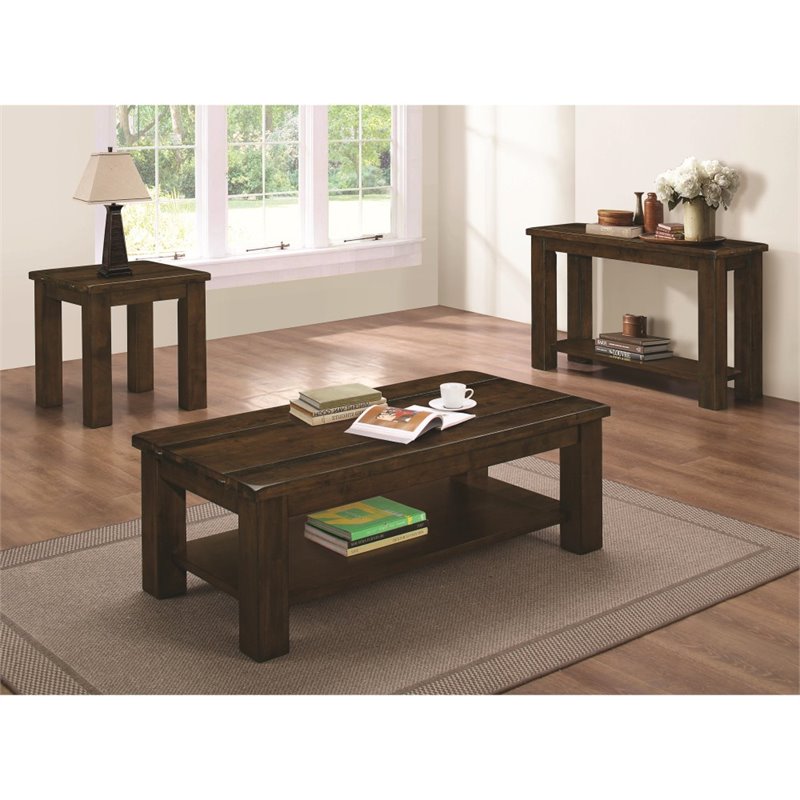 Coaster Coffee Table in Rustic Pecan 704748