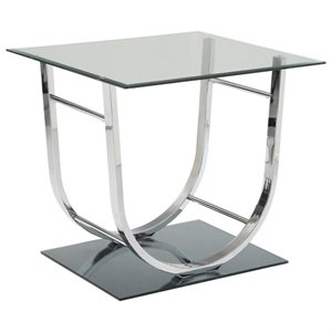 coaster u shaped glass top end table in chrome