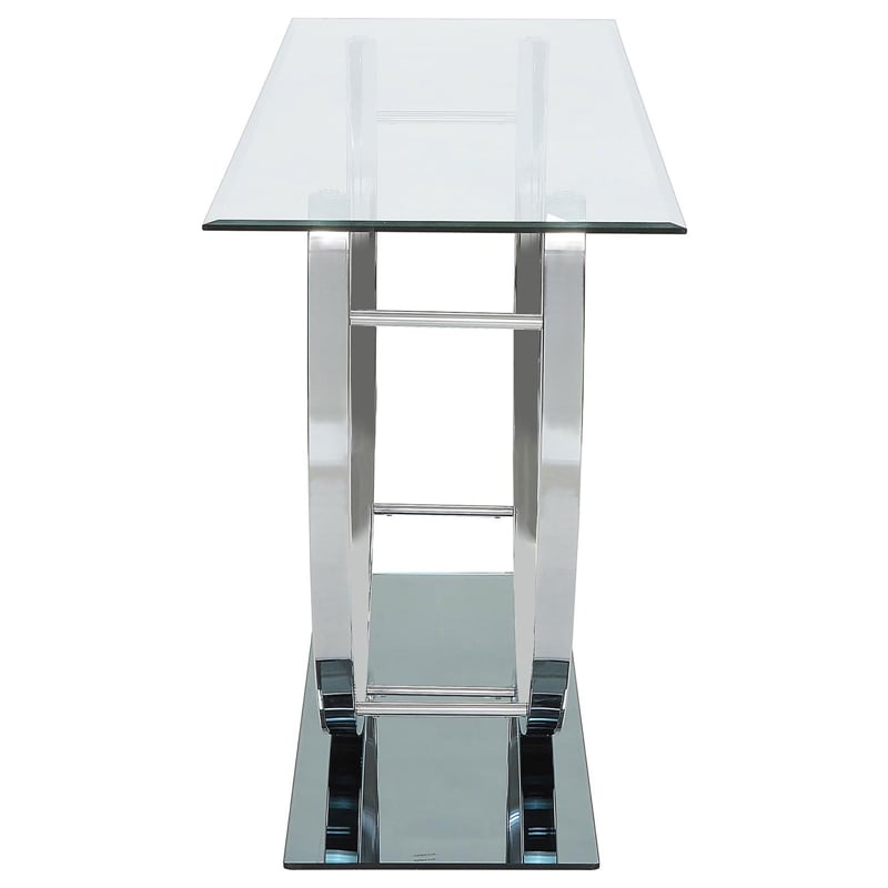 Danville U-shaped Glass Top Entryway Console Table Chrome
