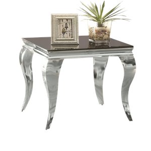coaster square end table in chrome and black