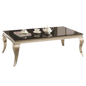 coaster rectangular coffee table in chrome and black