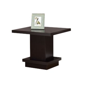 coaster square pedestal end table in cappuccino